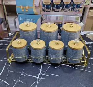 7pcs Seasoning Set Condiment Jars Set With Bamboo Lids