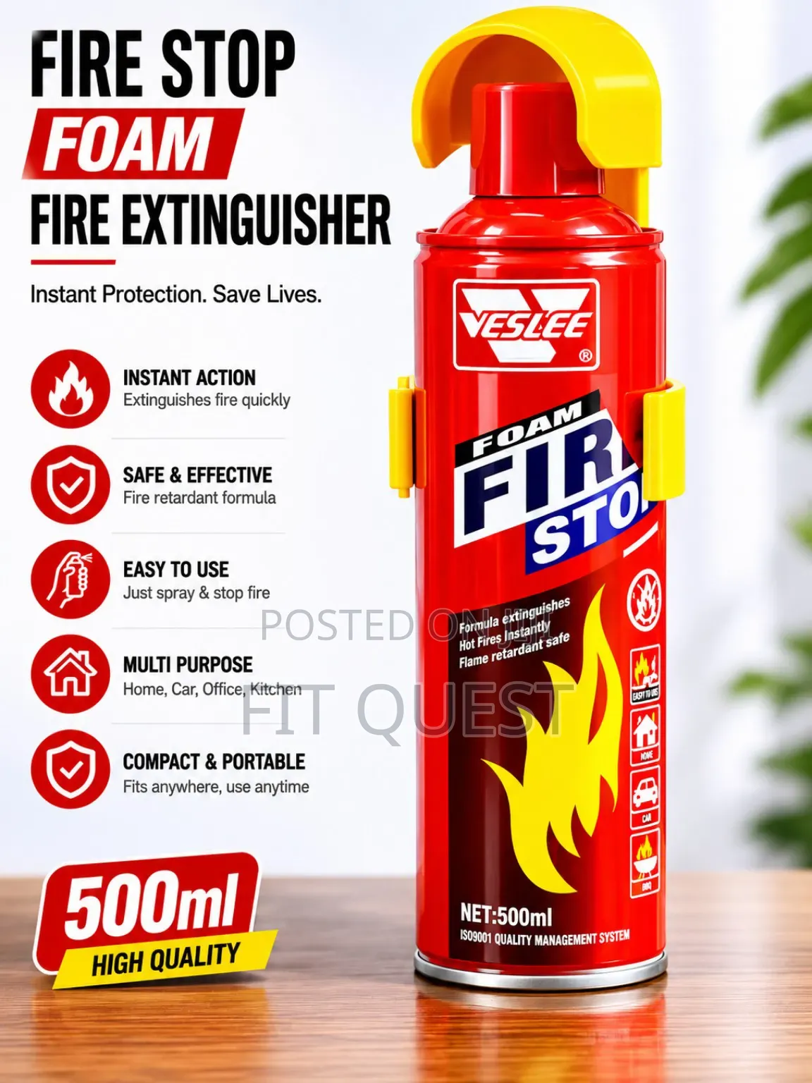 500ml Foam Fire Stop Spray Portable Mini Fire Extinguisher Emergency