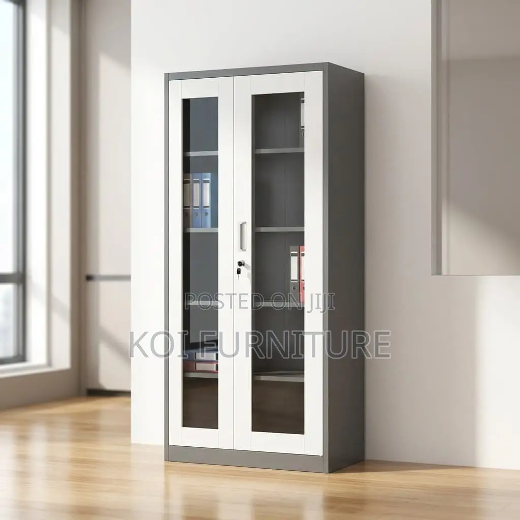 Office Cabinet : Sleek Grey and White Metal Filing Cabinet