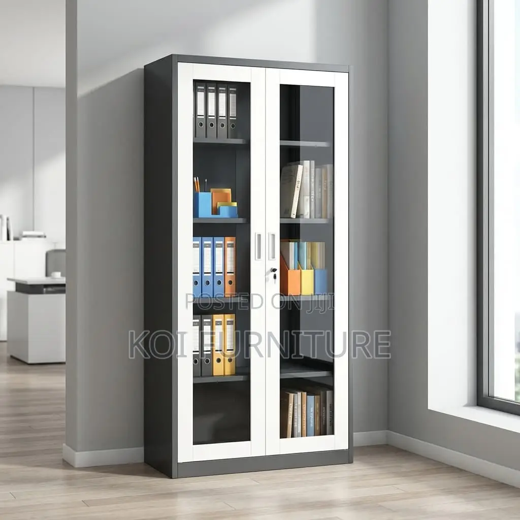 Office Cabinet : Sleek Grey and White Metal Filing Cabinet