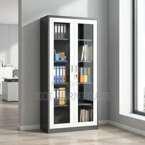 Office Cabinet : Sleek Grey and White Metal Filing Cabinet