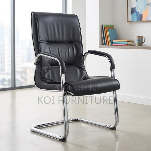 Office Chair Black Faux Leather Visitor Chair