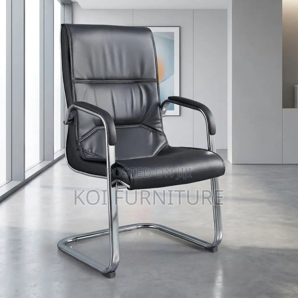 Office Chair Black Faux Leather Visitor Chair