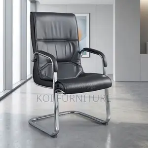 Office Chair Black Faux Leather Visitor Chair