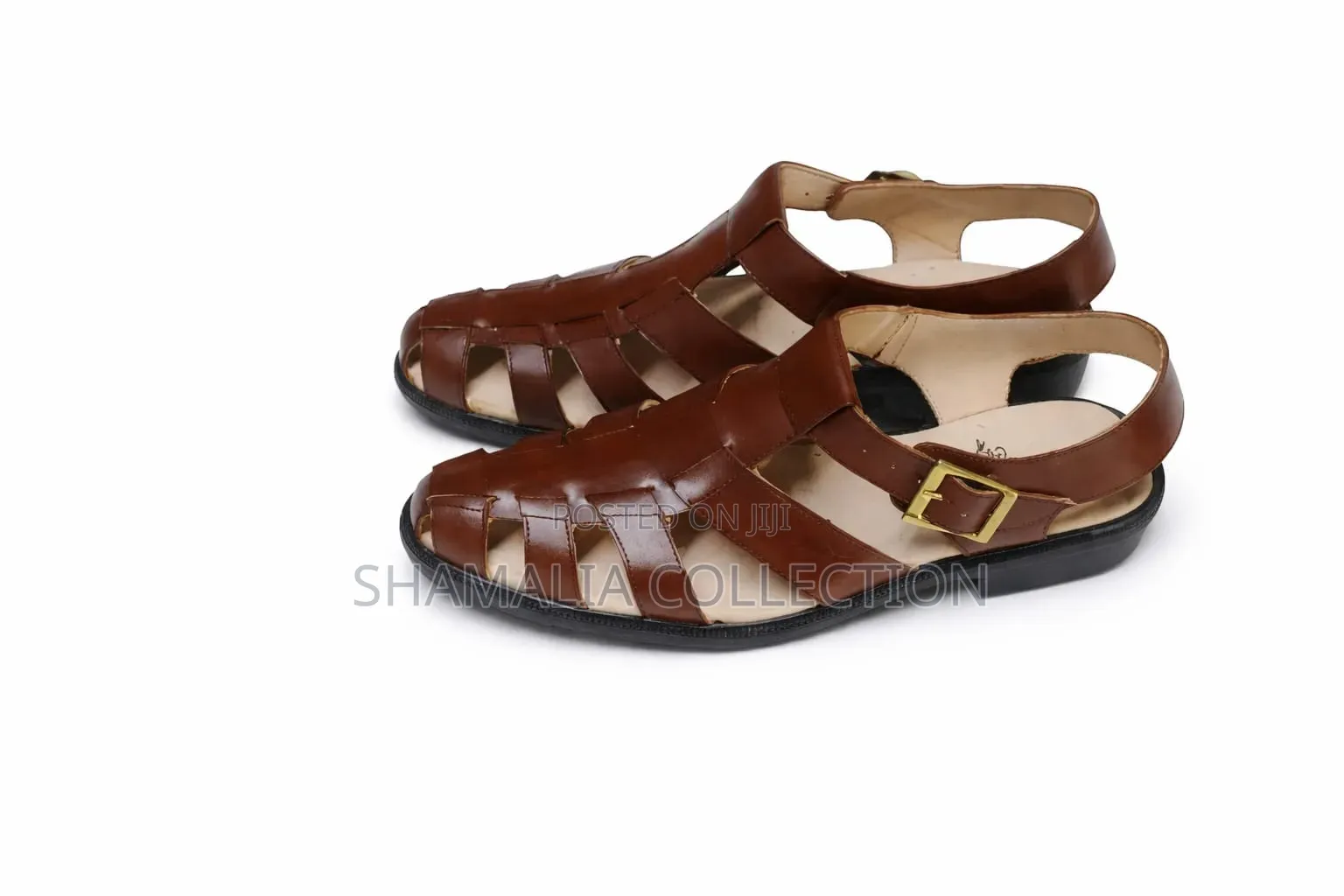 Men's Chestnut Leather Fisherman Sandals