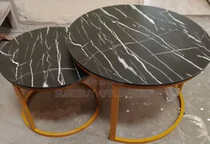 Black Nesting Coffee Table Marble Effect (Mdf) Quality