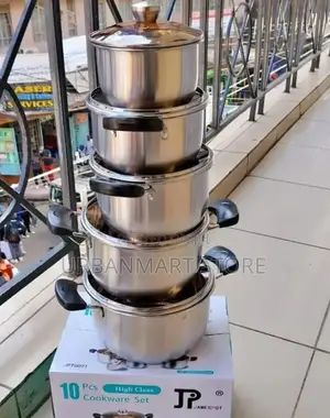Jp 10pcs Stainless Steel Cookware Set With Glass Lids