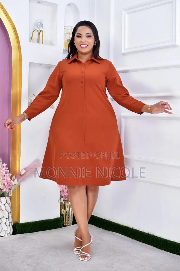 Sleek Burnt Brown Shift Dress - main view