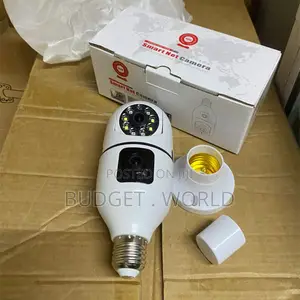 Smart Wifi Dual Lens Bulb Camera With Hd Video and Two-Way Communicat