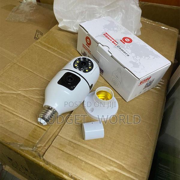Dual Lens Panoramic Wifi Bulb Camera for 24/7 Home Security Monitoring