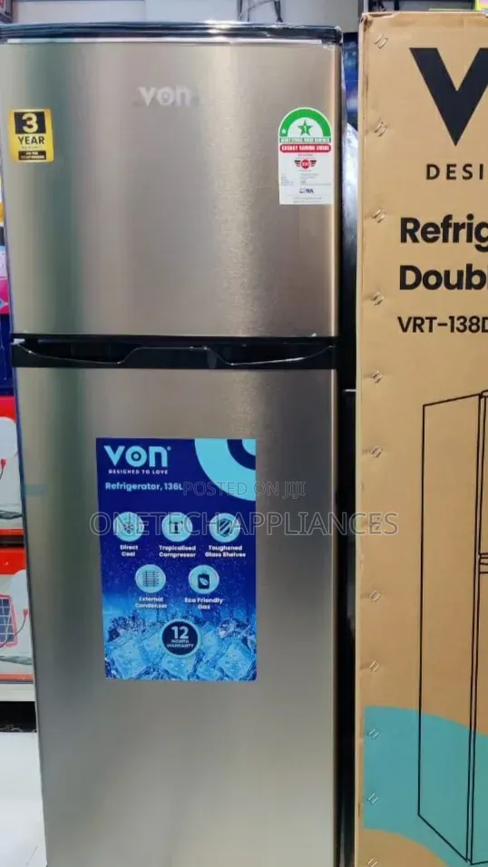 High Quality Double Door Fridge - 138l - Stainless Steel Fridge