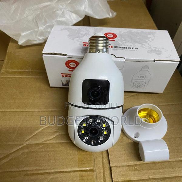 Smart Dual Lens Light Bulb Camera With Motion Alerts and Night Vision