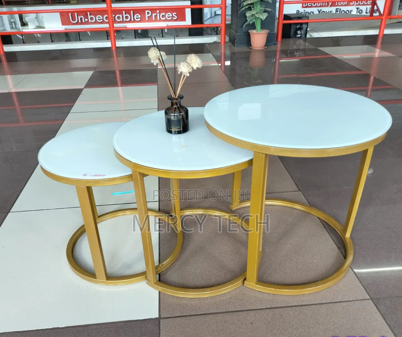 3-in-1 Executive Glass Effect Marble Table (Dfb-9)