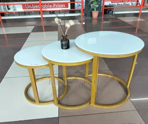 3-in-1 Executive Glass Effect Marble Table (Dfb-9)