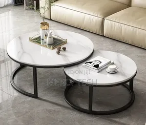 Modern 2-in-1 Pure Marble Nesting Tables