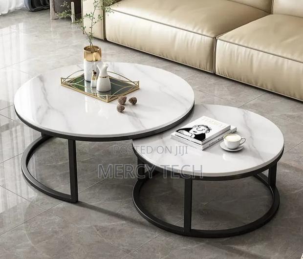 Modern 2-in-1 Pure Marble Nesting Tables