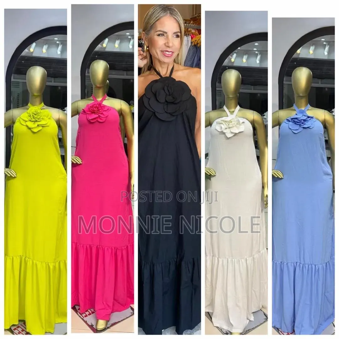 Ladies Smocked Long Sundress Swing Beach Dress