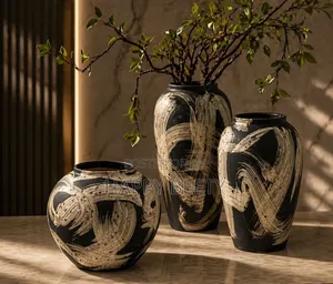 Artistic Black White Vase Set (3pcs)