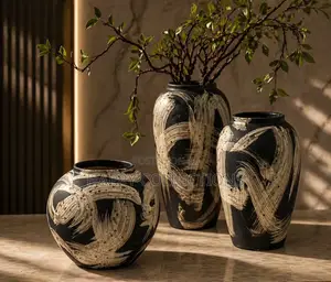 Artistic Black White Vase Set (3pcs)