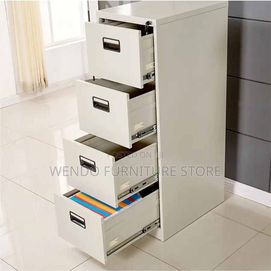 Office Cabinet; Steel Office 4 Drawered Grey Filing Cabinet