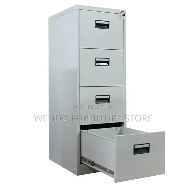 Office Cabinet; Steel Office 4 Drawered Grey Filing Cabinet