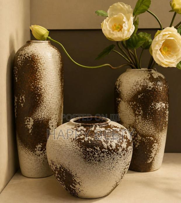 Rustic Brown Textured Vase Set (3pcs) - main view