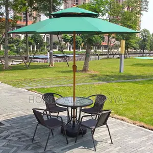 Outdoor Set: Aluminum Outdoor Dining Table With Umbrella