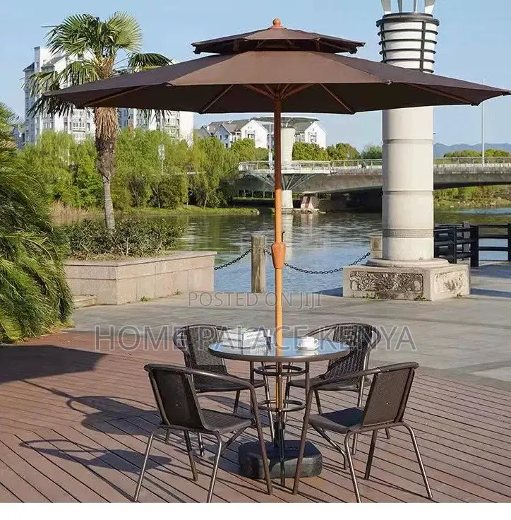 Outdoor Set: Aluminum Outdoor Dining Table With Umbrella