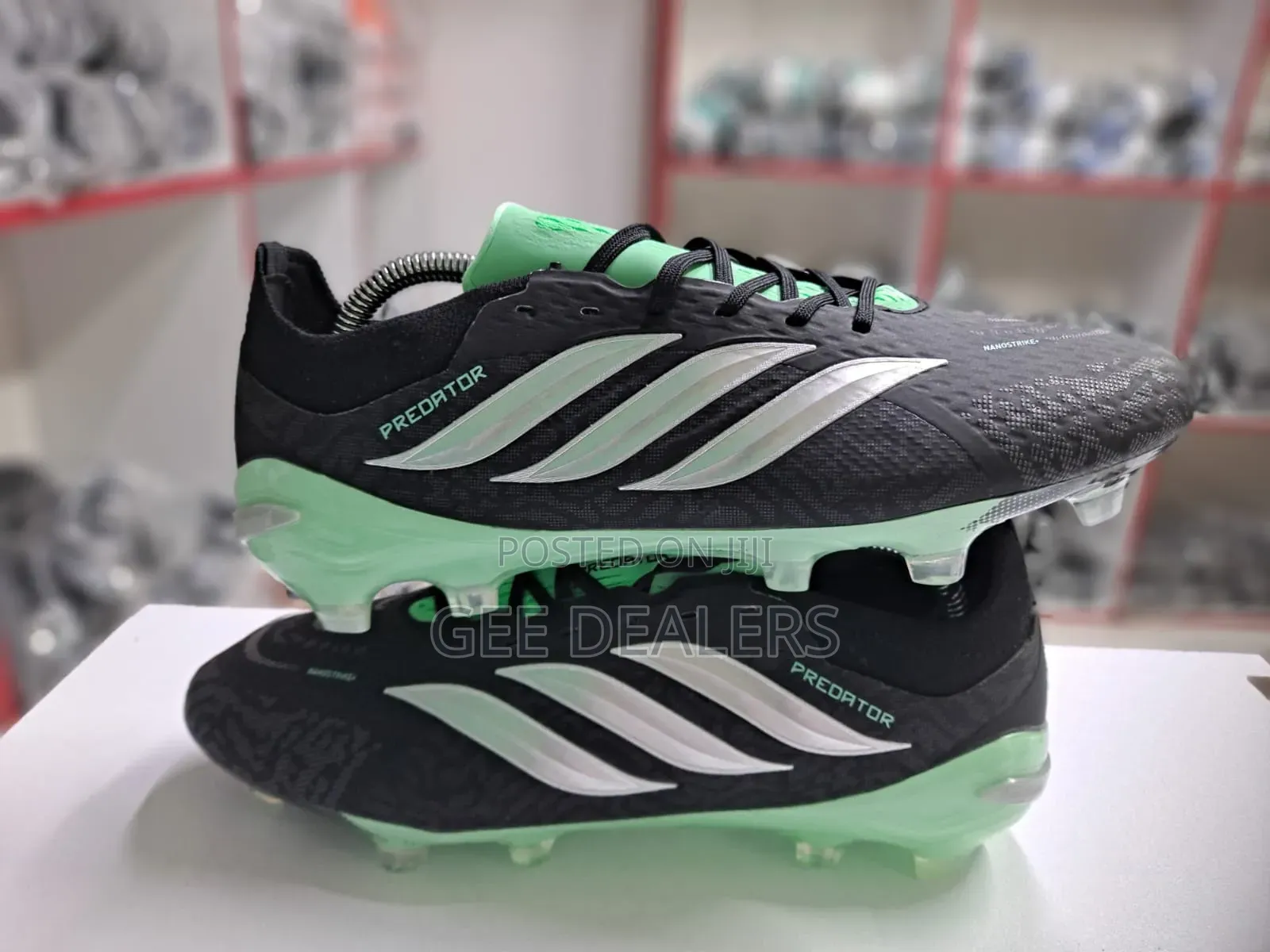 Adidas Predator Spine Black and Green Soccer Cleats,