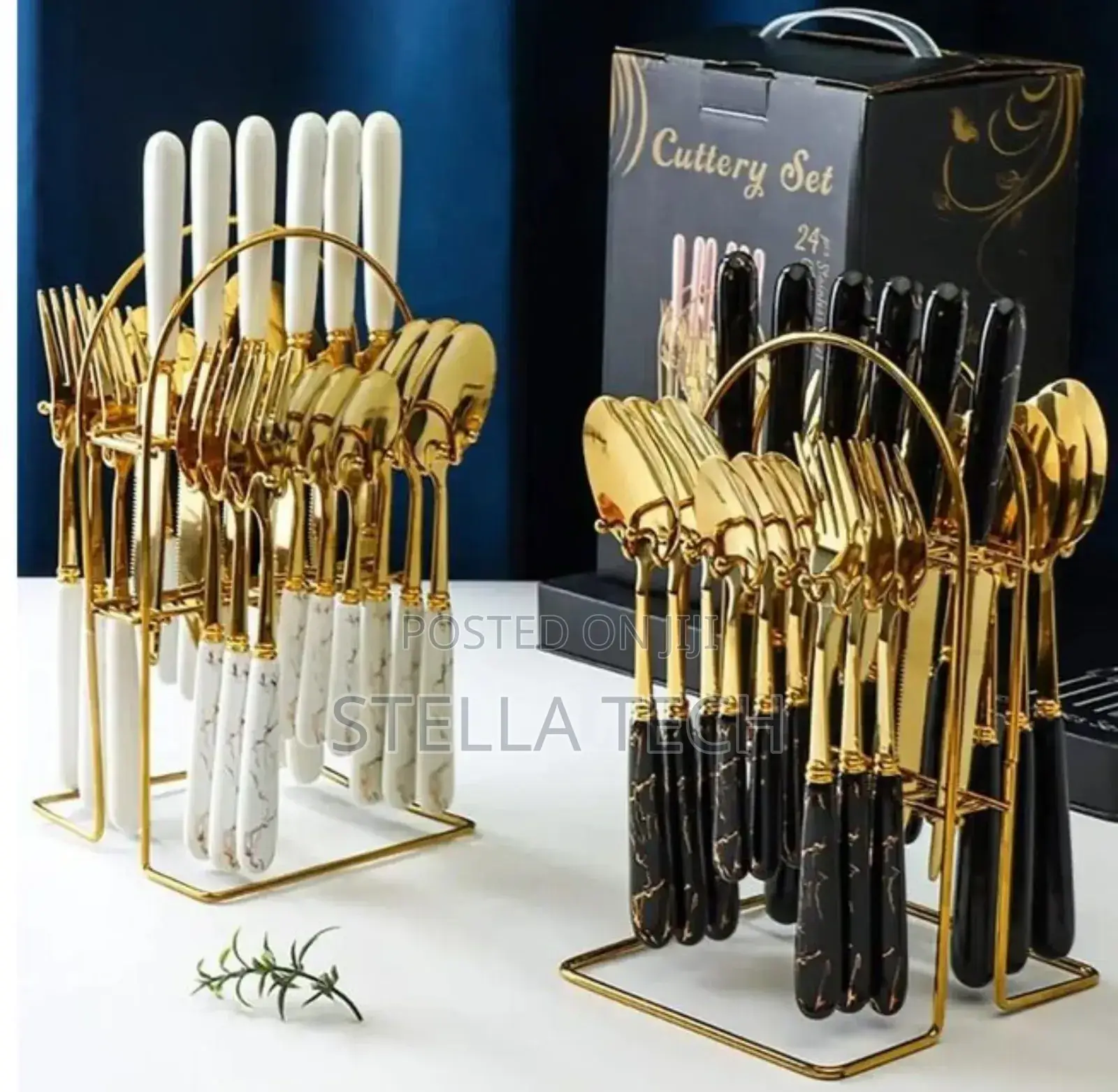 High Quality 24 Pieces Marble Cutlery Set