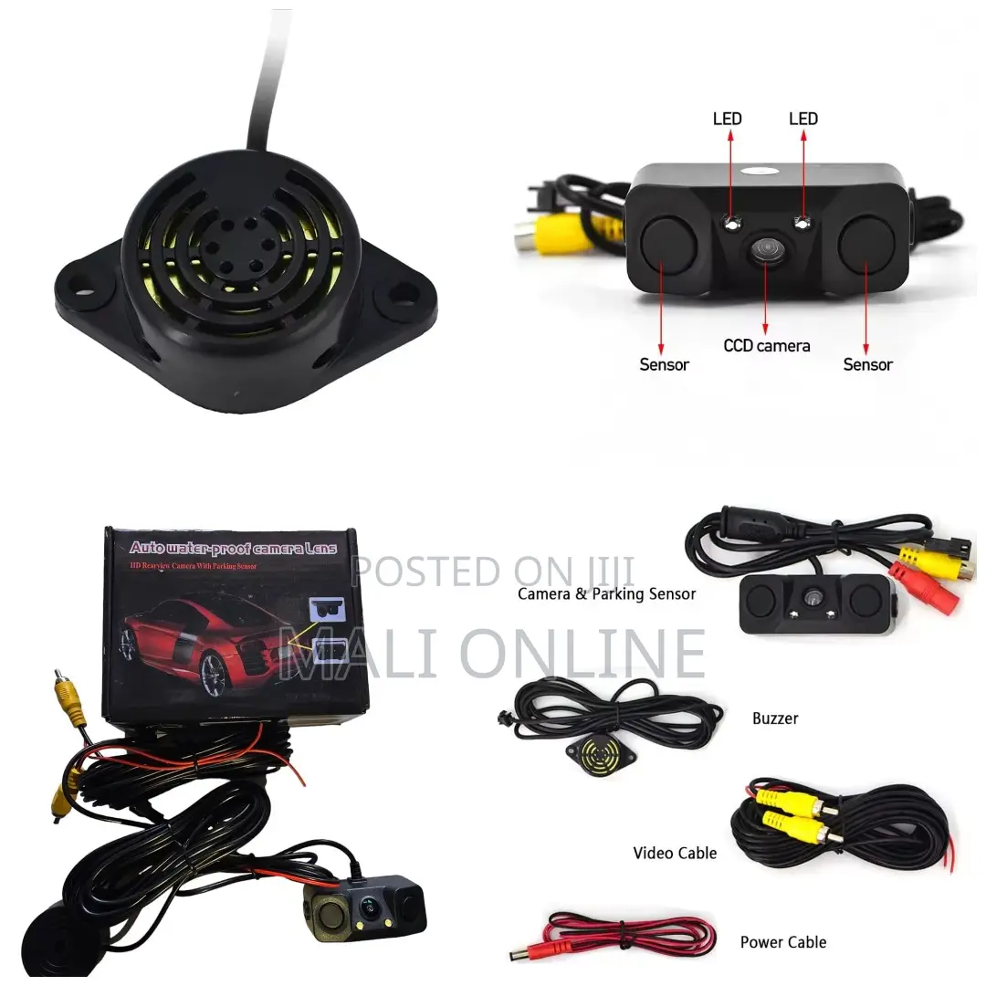 Car Parking Sensor Hd 3in 1 Rear View Camera Dual Radar Sensors Revers