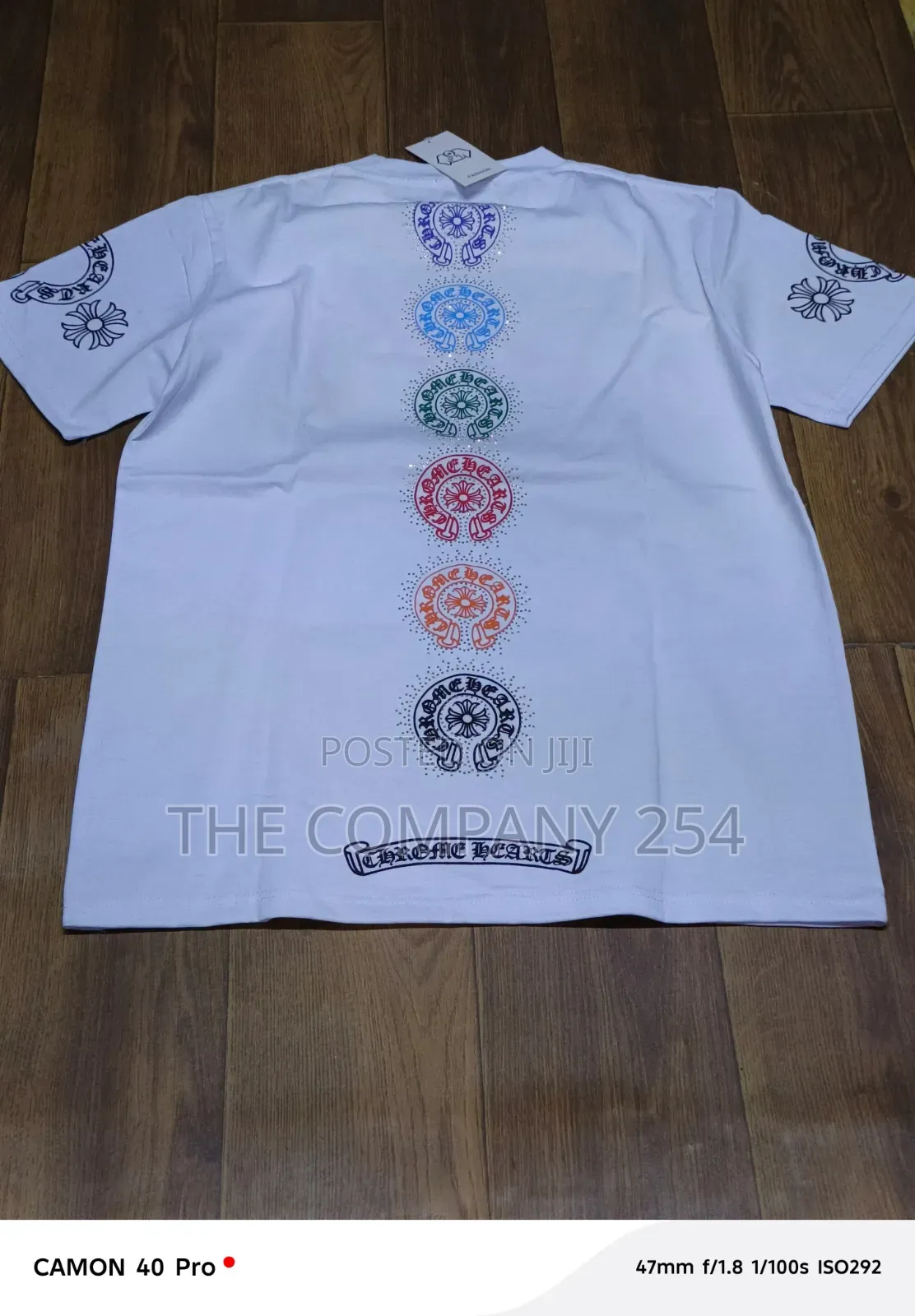 Quality Casual Designer Round Neck Chrome White T Shirts Available