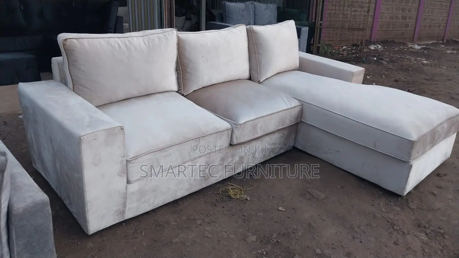 Grey L Shaped Seat