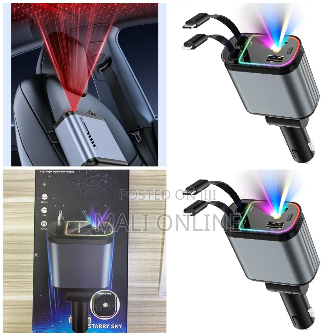 66w 4 In 1 Retractable Car Charger Usb C Fast Charging Adapter Usb