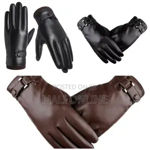Men Winter Thermal Touchscreen Gloves Warm Faux Leather Windproof Full