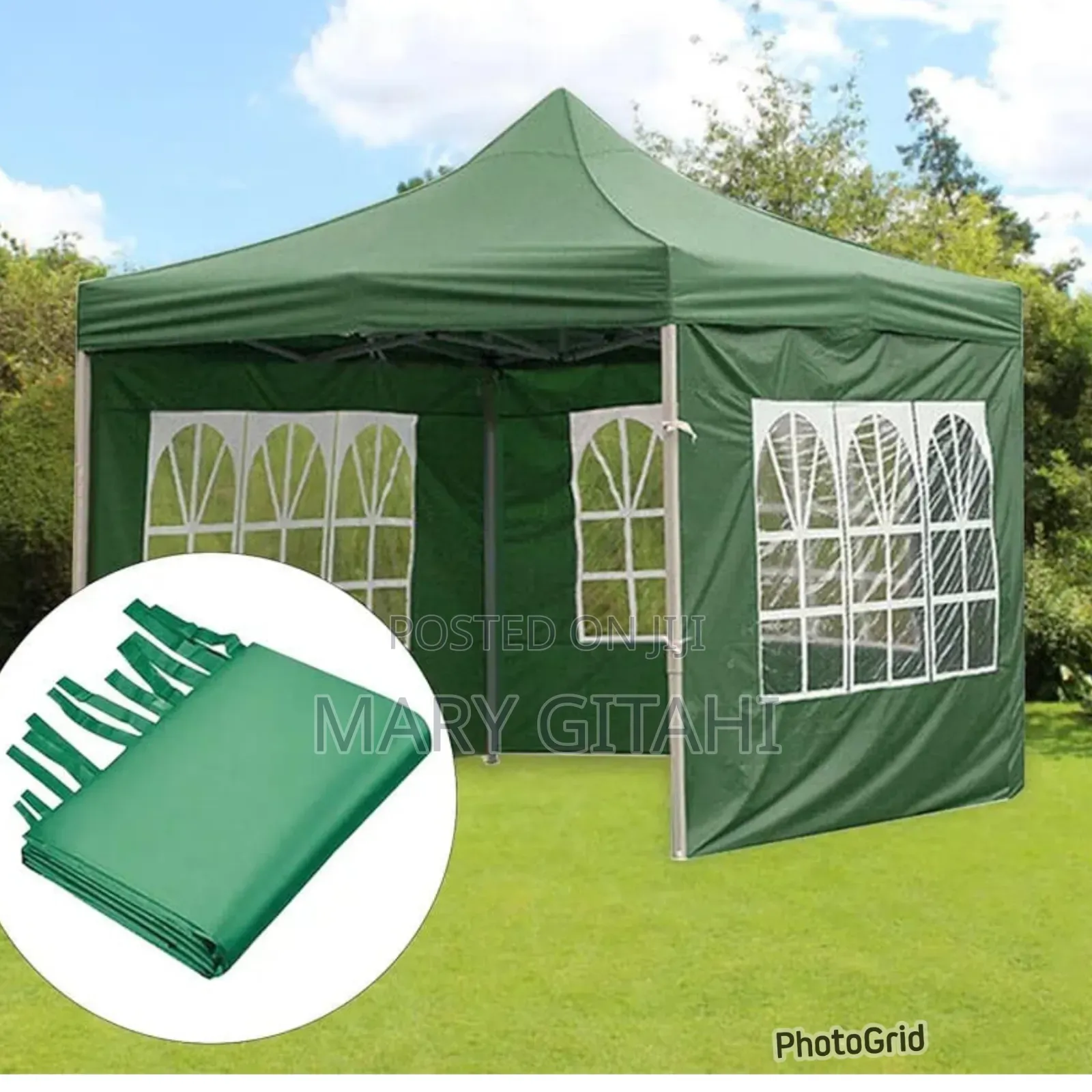 3*3pop Up Gazebo Canopy Tent With 3 Window Side Walls