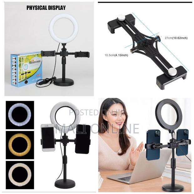 16cm Led Ring Light With Stand Dual Phone Holder Usb Selfie Ring
