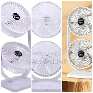 Portable Dual Head Desk Fan Usb Rechargeable 3000mah Adjustable Quiet