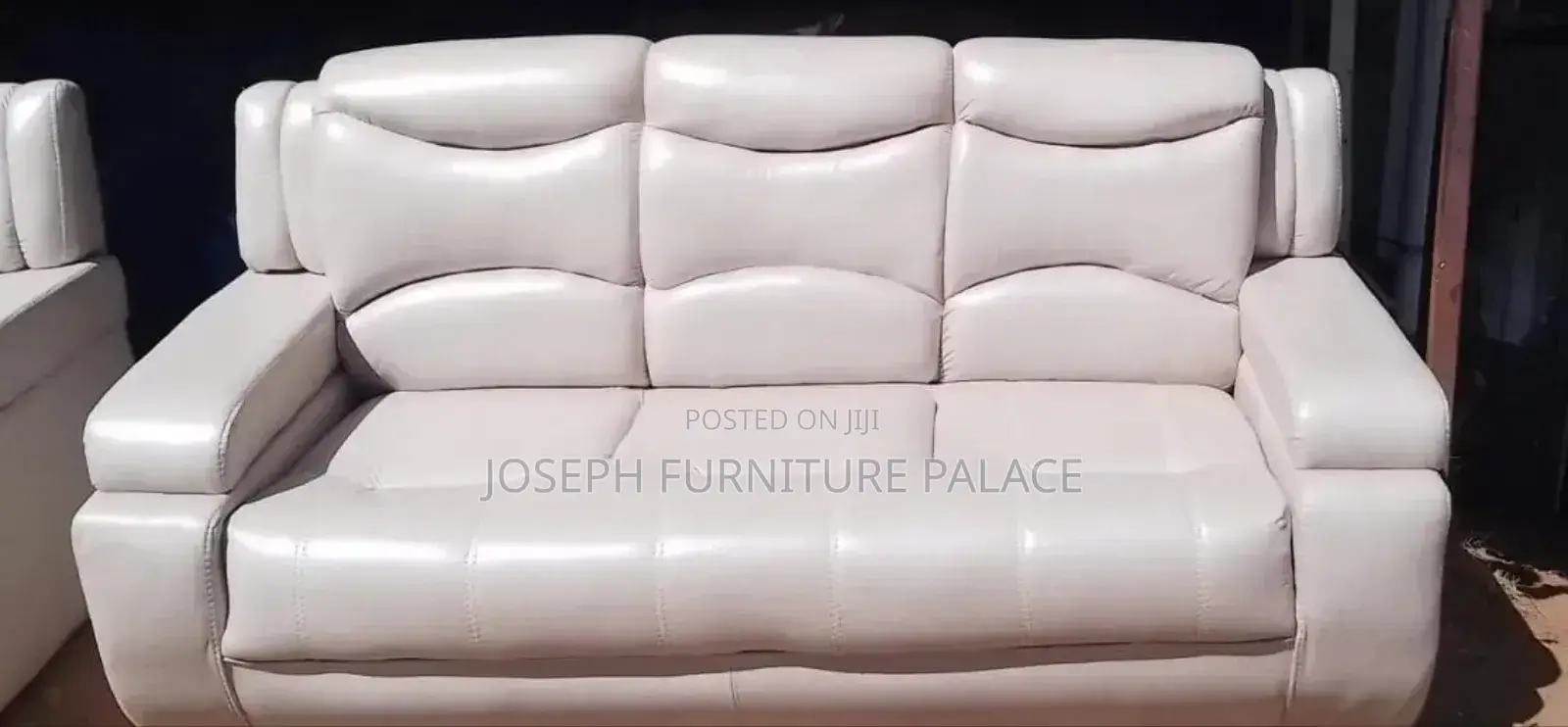 White Rexin 3 Seater Sofa