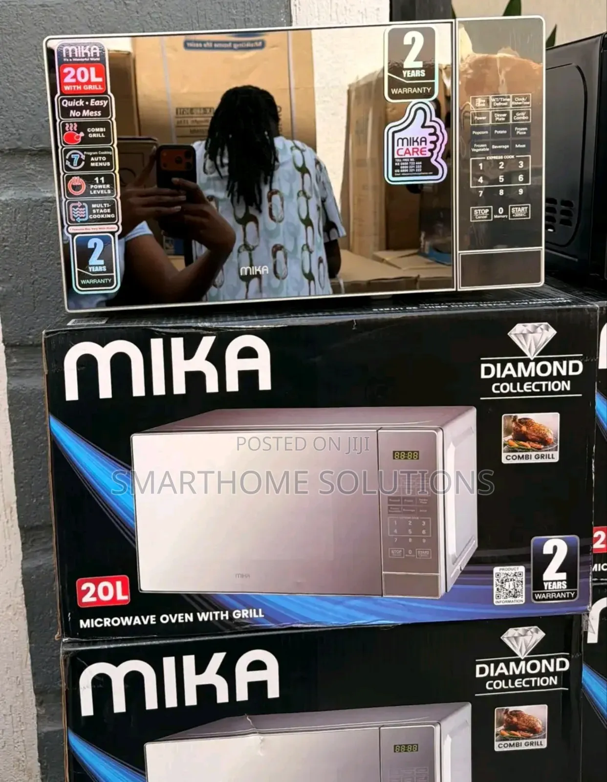 *Mika Microwave Oven Grill 20ltr .Door Push Button -Silver