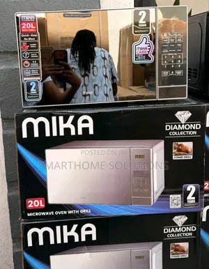 *Mika Microwave Oven Grill 20ltr .Door Push Button -Silver
