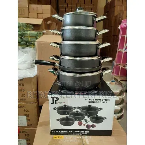 10pcs Non Stick Jamesport Black Cookware Set