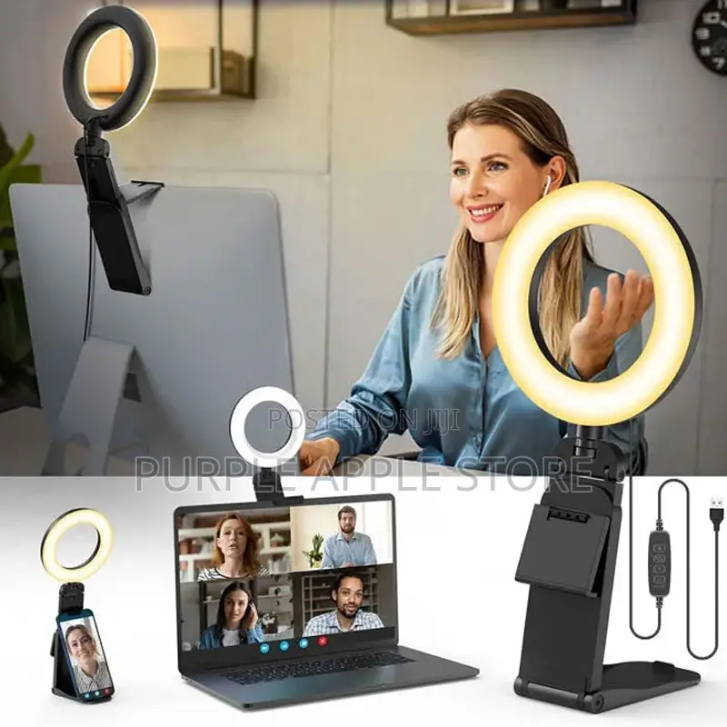 5′′ Ring Light With Multi-Functional Stand for Zoom, Phone Monitor