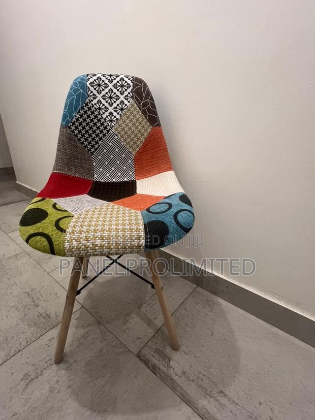 Modern Patchwork Dining Chair –Multicolor Fabric Chair - thumbnail 2