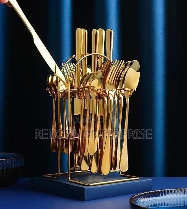 24pcs Gold Cutlerly and Spoons Set