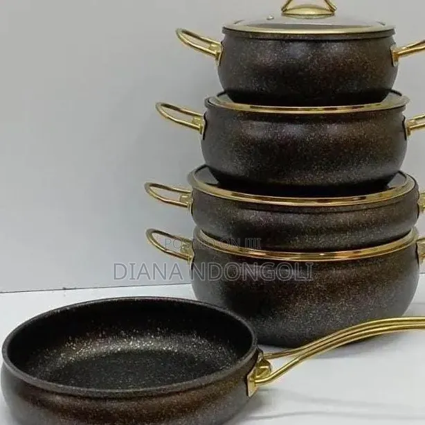 9pcs Granite Coating Amber Ray Kitchen Cookware Set*