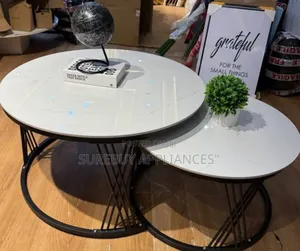 Modern Luxury 2in1 Pure Marble Nesting Tables With Black Stand