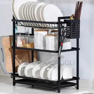 Three Tier All Black Metallic Dishrack