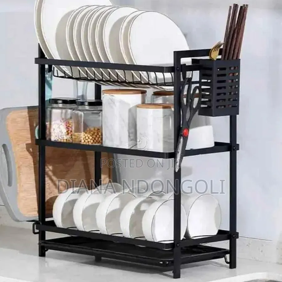 Three Tier All Black Metallic Dishrack