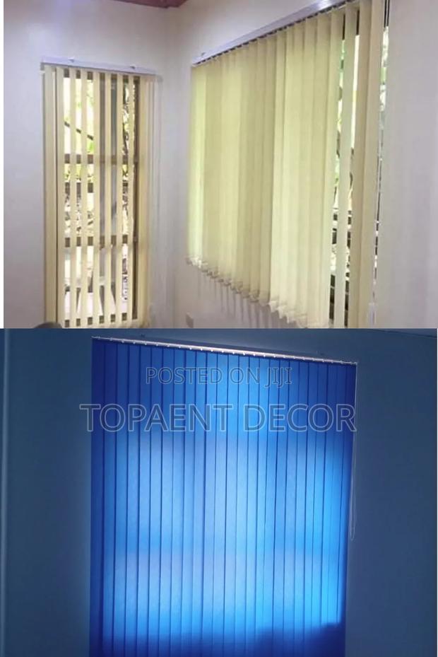 Cream and Light Blue Durable Fabric for Vertical Office Blinds